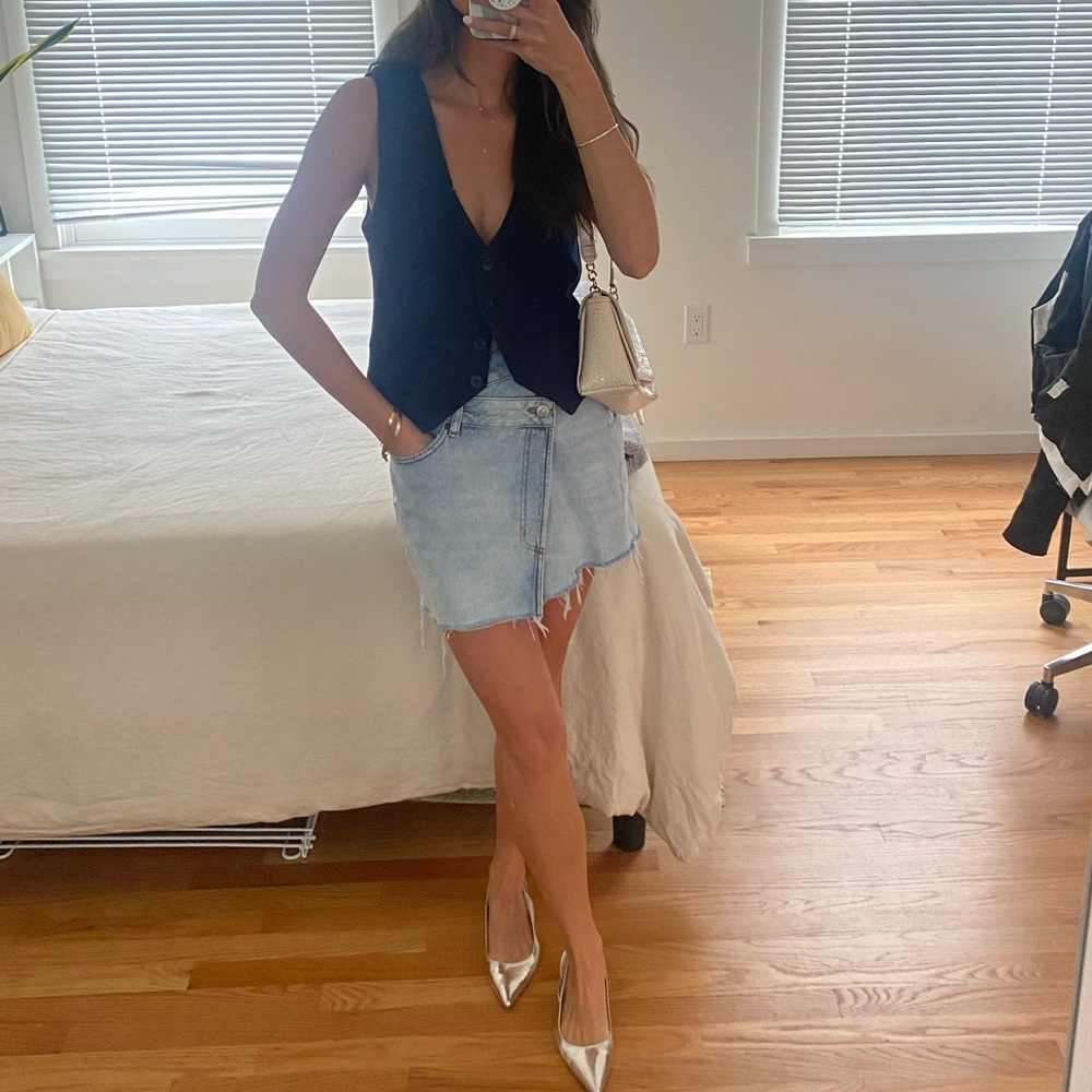 BDG Light Blue Asymmetrical Mini Skirt